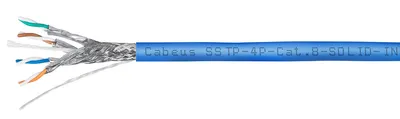 Кабель Cabeus SSTP-4P-Cat.8-SOLID-IN-LSZH-BL-100, S/FTP Cat.8, 4 пары, LSZH, 100 м