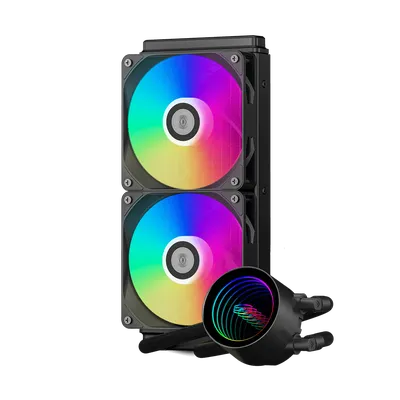 Система охлаждения PcCooler DA240 V2 ARGB BK, 240 мм, 2×120 мм, TDP 270 Вт
