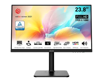 Монитор MSI Modern MD2412P, 23.8" IPS, 1920x1080, 100 Гц, HDMI, USB-C 15 Вт