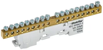 Шина фазовая IEK TEKFOR TF-NN10-18-DL-K03, L, 6×9, 18 контактов, латунь