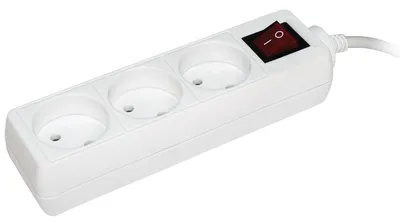 Удлинитель IEK WYP10-06-03-03-K-N, 3 розетки, без заземления, с выключателем, 3м