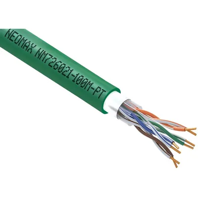 Кабель NEOMAX NM726021-100М-РТ, F/UTP cat.6, 23 AWG, медь, 100м, зелёный