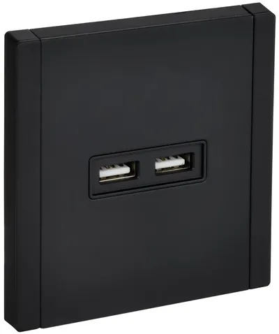 Розетка IEK FORTE&PIANO FP-U21-D31-M-K02, USB A+A 3,1А, металл черный