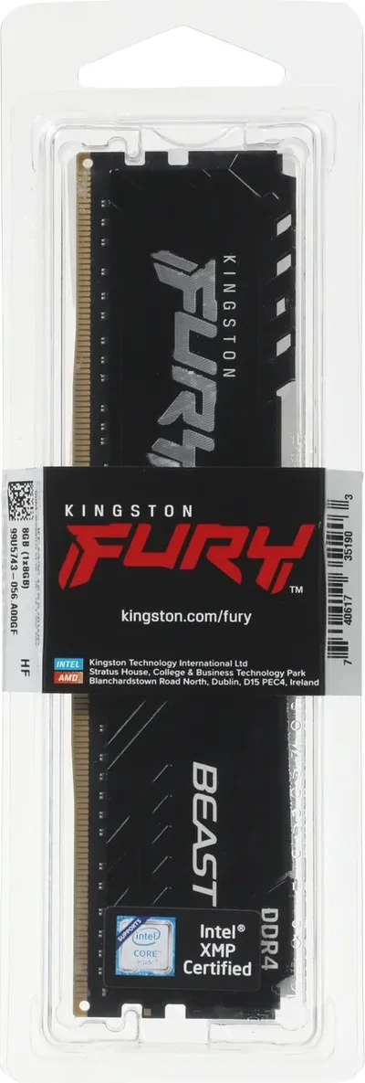 Модуль памяти Kingston FURY Beast KF432C16BB/8WP, DDR4 8 ГБ 3200 МГц CL16