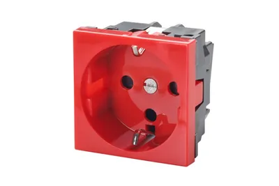 Розетка Eurolan 16V-10-05RD, 2к+З, 16А, 45×45 мм, красный