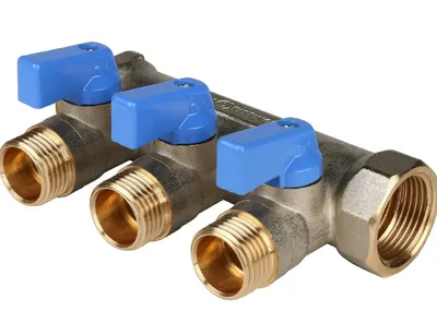 Коллектор STOUT SMB 6211 341203, 3/4", 3 выхода 1/2", с кранами