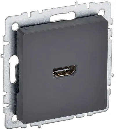 Розетка HDMI IEK BRITE BR-H10-K53, 1 пост, скрытый монтаж, графит