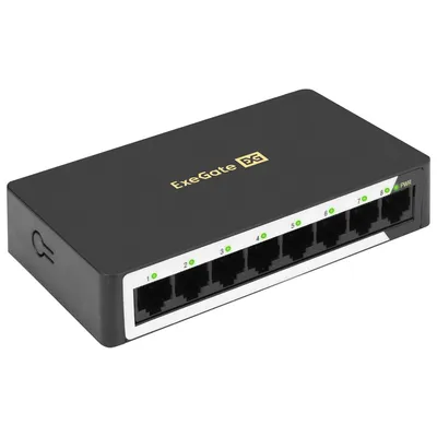 Коммутатор управляемый L2 ExeGate EDGS-2108D (8-портовый гигабитный UTP 10/100/1000 Base-T, пластиковый корпус, настольный/настенный, с функцией энергосбережения (EEE))