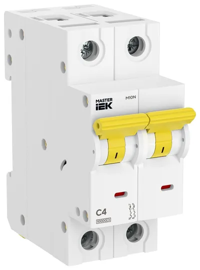 Автоматический выключатель IEK MI-M10N-2-C004, 2P, C, 4А, 10кА