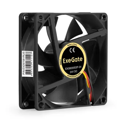 Вентилятор ExeGate EX08020S3P-24, 80×80×20 мм, 24 В, 3900 об/мин, 3-pin