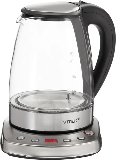 Чайник Vitek VT-WK1075, 1.7л, 1800Вт, металл/пластик