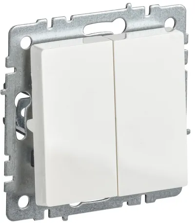 Выключатель IEK BR-V22-0-10-K01-PRO, 2-клавишный проходной, 10 А, белый