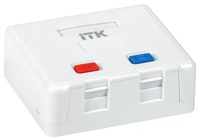 Корпус розетки ITK CS2-022, 2 модуля Keystone Jack, IP20, белый