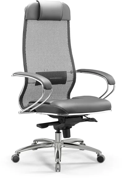 Кресло МЕТТА SL-1.04 Infinity Easy Clean, сетка/экокожа, подголовник, крестовина металл хром