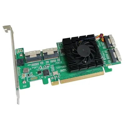 RAID-контроллер HighPoint SSD7580B,  PCIe 4.0 x16, Ports: 8x SlimlineSAS (SFF-8654), LP, RAID 0,1,10