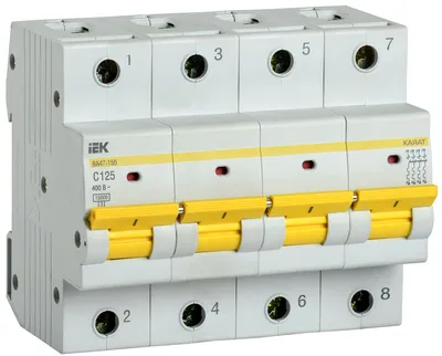 Автоматический выключатель IEK KARAT ВА47-150, 4P, C, 125 А, 15 кА