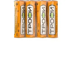Батарейка Трофи R6-4S, AA (R6), 1,5 В, солевая, 4 шт