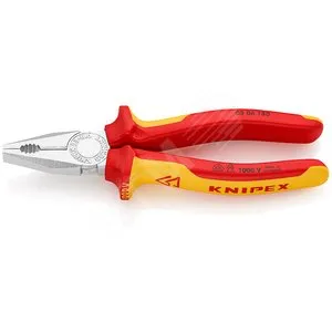 Плоскогубцы комбинированные Knipex KN-0306180SB, VDE 1000 В, 180 мм, резка проволоки и кабеля