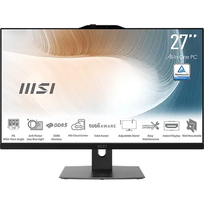 Моноблок MSI Modern AM242P 1MA-2435XRU 23.8"(1920x1080 IPS)/Intel Core 3 100U(1.2Ghz)/16384Mb/500SSDGb/noDVD/Int:Intel® Graphics/Cam/BT/WiFi/war 1y/4.65kg/Black/noOS + Wireless KB+M