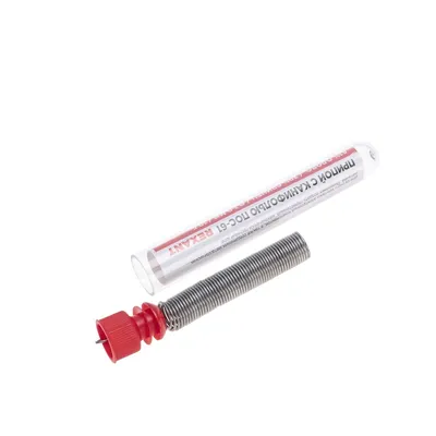Припой Rexant 09-3101 с канифолью, Sn61/Pb39, 1 мм, 10 г