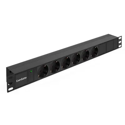 Блок розеток ExeGate ServerPro PDU-19H601 Al-6S-C14, 19" 1U, 6xSchuko, C14