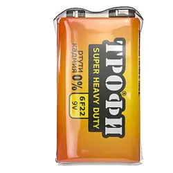 Батарейка Трофи 6F22-1S C0033717, 9 В, солевая, типоразмер 6F22 (крона)
