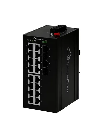 Коммутатор SpaceCam SC-I-L2-16GP-380BT-4G(A), промышленный L2, 16×1GbE PoE, 4×SFP, 380Вт