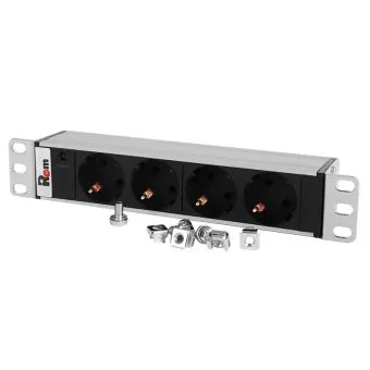Блок распределения питания Rem R-10-4S-I-220-Z, 4×Schuko, 10А, IEC C14, чёрный