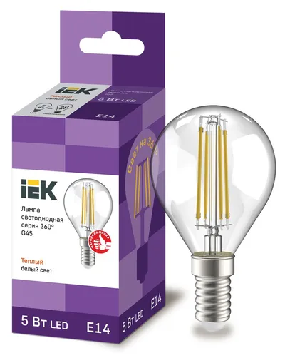 LED-лампа IEK LLF-G45-5-230-30-E14-CL, G45, 5 Вт, 3000 К, E14