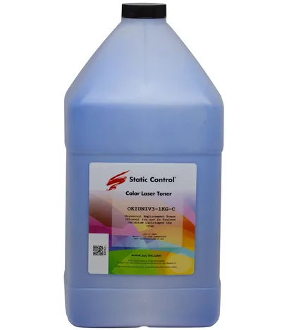 Тонер Static Control OKIUNIV3-1KG-C, голубой, флакон 1000 г, для Oki C3300N/5500
