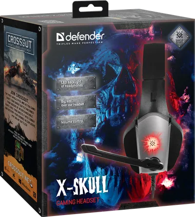 Defender Игровая гарнитура X-Skull черный+серый, провод 2.1 м