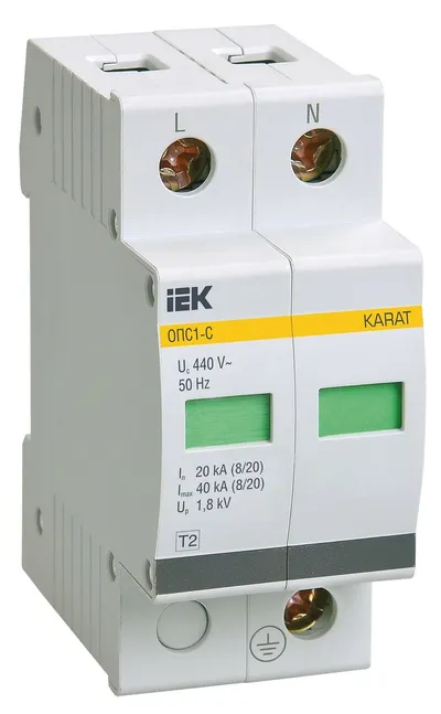 Ограничитель импульсного перенапряжения IEK MOP20-2-C, 2P, In=20кА, Im=40кА
