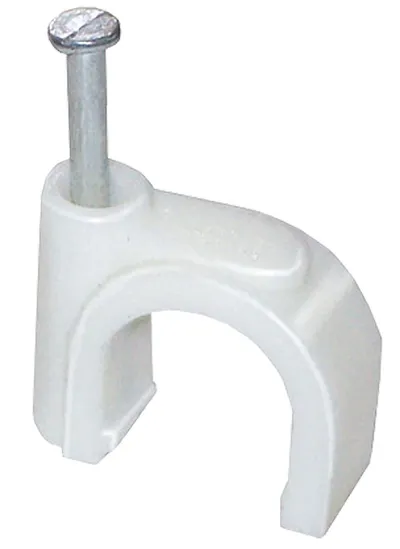 Скоба ИЭК USK11-08-100, круглая, 8 мм, полипропилен, белая, 100 шт