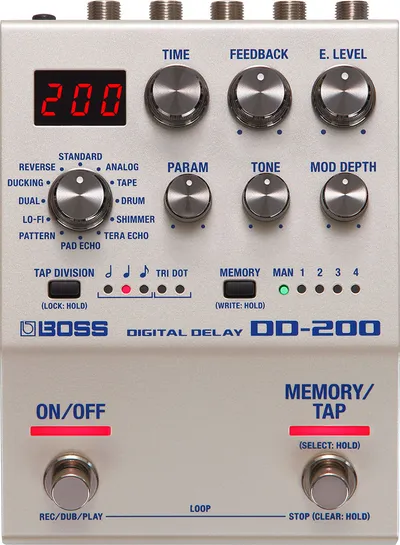 Педаль эффектов Boss DD-200, цифровая задержка, 12 режимов, 128 пресетов