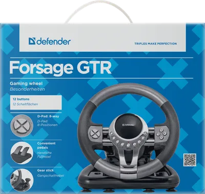 Руль игровой DEFENDER Forsage GTR, USB, 12 кнопок, 180°, виброотдача