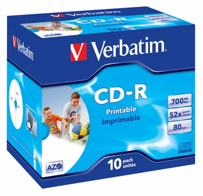Диск CD-R Verbatim 43325, 700МБ, 52x, Printable, 10шт.