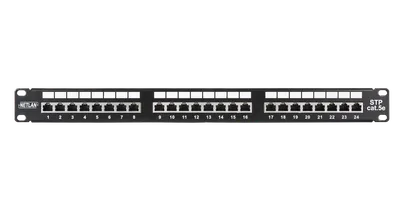 Патч-панель NETLAN EC-URP-24-SD2, 19", 1U, 24 порта кат.5e, экранированная