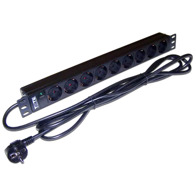 Блок распределения питания TWT TWT-PDU19-16A9P-3.0, 9xSchuko, 16А, 1U, черный