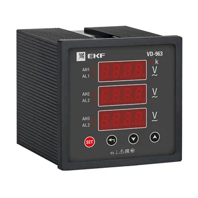 Вольтметр цифровой EKF vd-963, трехфазный, 96×96 мм