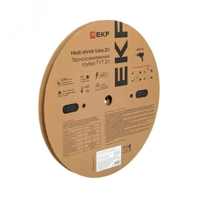 Трубка термоусаживаемая EKF tut-10-b, 10/5, черная, 100м
