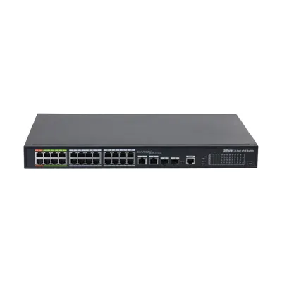 Коммутатор Dahua DH-LR2226-24ET-360-V2, 26 портов, L2, 24×100Mb PoE ePoE, 2×Combo SFP/RJ45 1G, 360 Вт