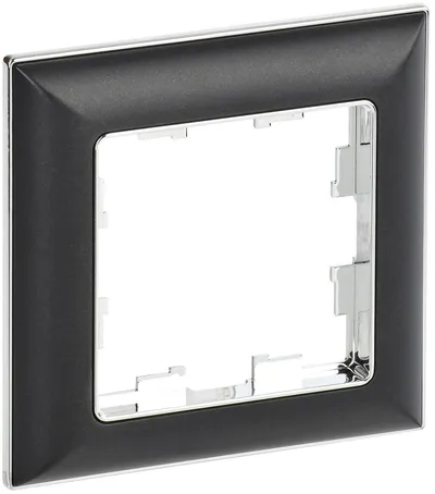 Рамка IEK BRITE DECOR РУ-1-Бр, 1-местная, хром/чёрный, 3D-форма