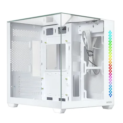 Корпус GINZZU V440, mATX, RGB, закаленное стекло, белый