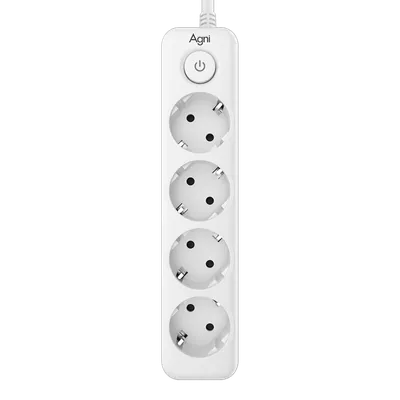 Сетевой фильтр AGNI TP-FD4E-5m-white, 4 розетки Schuko, 16 А, 4000 Вт, 5 м