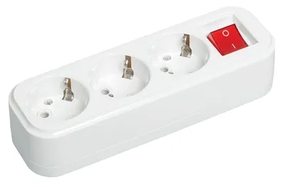 Розетка переносная IEK KYP11-16-03-00-ZK, 3 места, 16 А, 220 В, IP20