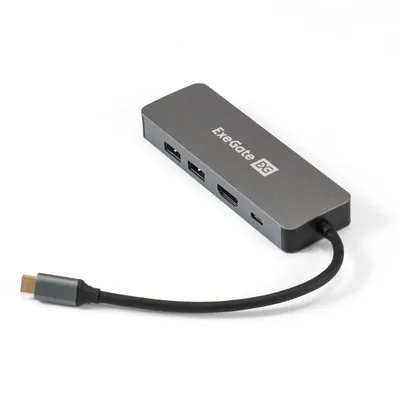 Док-станция ExeGate DUB-21C/PD/HL (EX293982RUS), USB Type-C, HDMI 4K@60Hz, 2×USB 3.0, RJ-45, PD 100 Вт