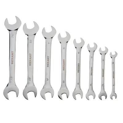 Набор ключей рожковых Rexant 12-5844, 8 шт., 8–24 мм, CrV, зеркальное хромирование