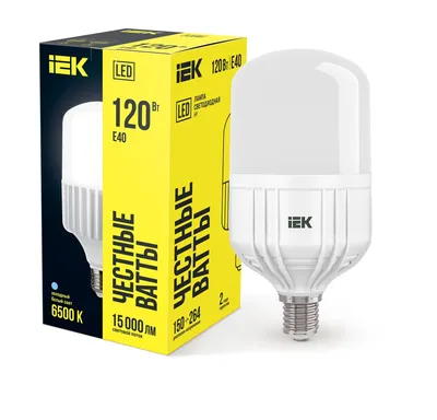 Лампа светодиодная IEK LLE-HP-120-230-65-E40, 120 Вт, 230 В, 6500К, E40, 15000 лм
