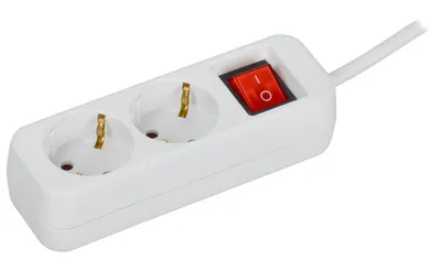 Удлинитель IEK UM-YP10-10-02-03-ZK-K01, 2 розетки 2P+PE, 3 м, 10 А, белый