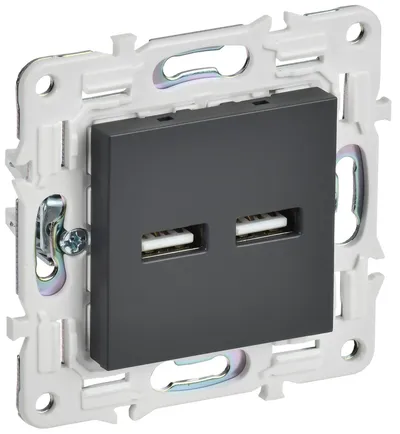 Розетка IEK SK-U21-D31-K48, USB A+A, 3.1А, титан